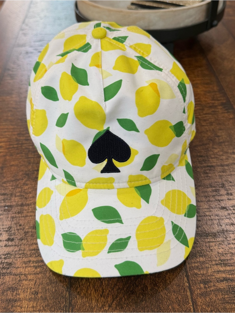 Kate Spade Lemon Print Cap with Black Spade Logo - Picture 2 of 5